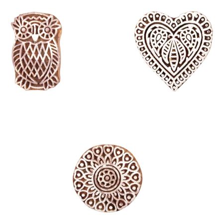 Set of 3 Piece New Mix Wooden Printing Block